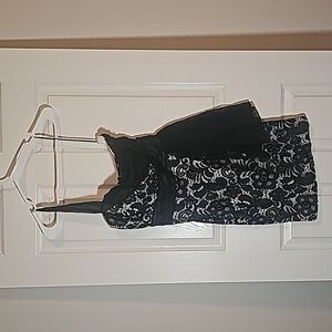 Love Point Black White Lace One Shoulder Dress Size M
